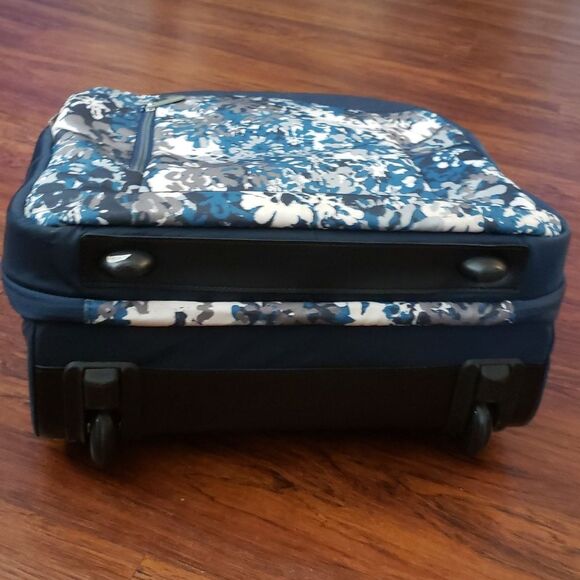 Tumi Blue Floral Chic Feminine Designer Voyageur Travel Carry On Roller Bag - Picture 9 of 13